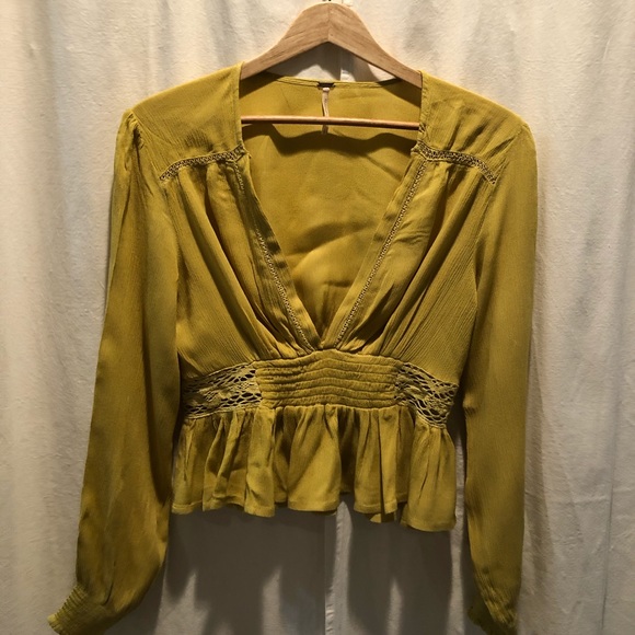 Free People peplum deep v-neck top - Picture 2 of 6